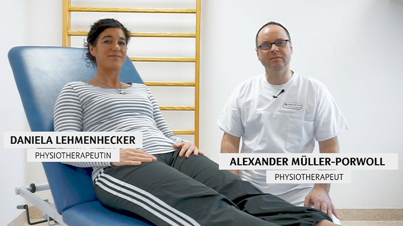 Vorschaubild aus den Videos mit Daniela Lehmhecker, Physiotherapeutin, und Alexander Müller-Porwoll, Physiotherapeut am Klinikum Bremerhaven-Reinkenheide