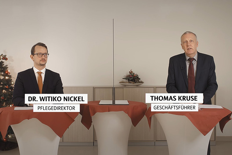 Standbild aus dem Video, mit Pflegedirektor Dr. Witiko Nickel und Geschäftsführer Thomas Kruse (Video: Dan Vogt)