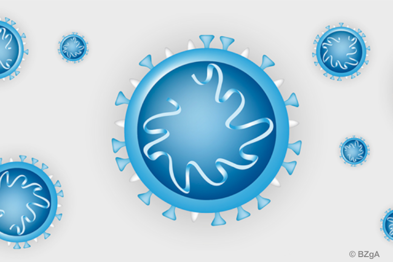 Schematische Zeichnung des Coronavirus Covid-19 (Quelle: Bundeszentrale für gesundheitliche Aufklärung)